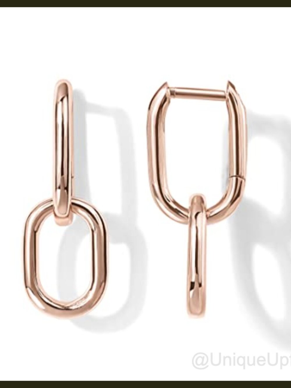 14K Gold Plated Dangle Hoop Earrings Convertible Paperclip Link Huggie